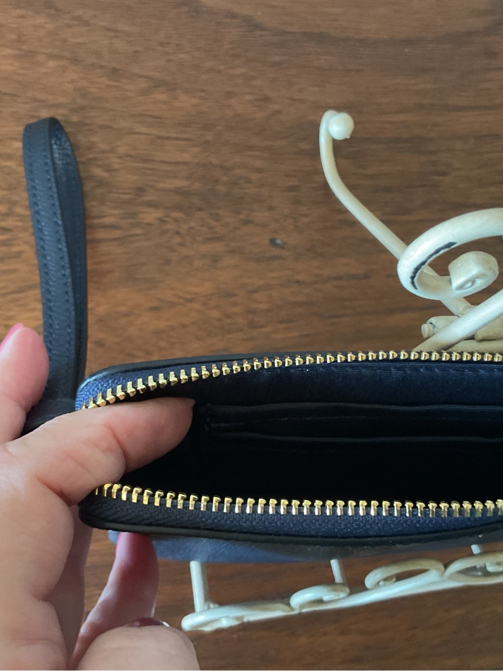 Coach Navy Zip Wristlet with Gold Hardware - Picture 8 of 8